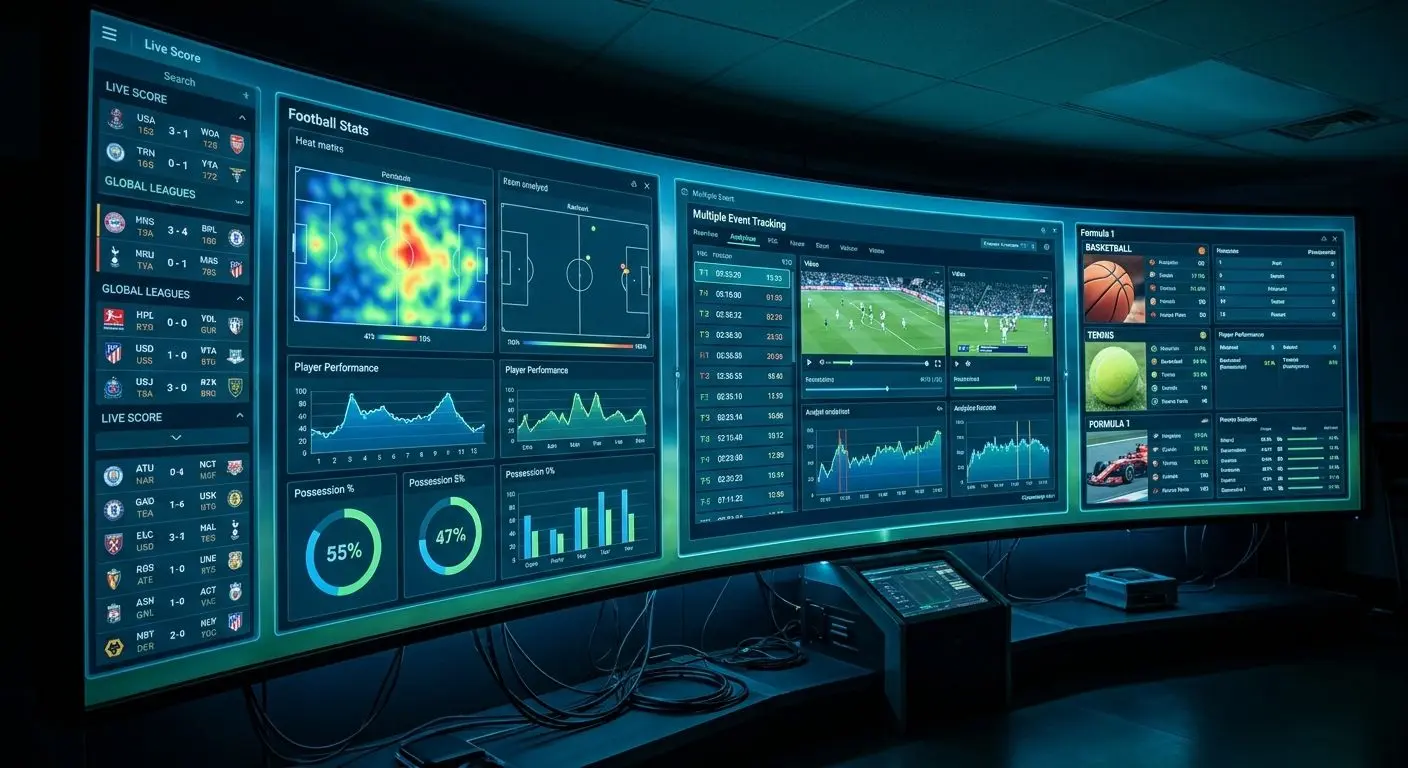 Área desportiva e análise de eventos Ecrã digital com análise de futebol e outros desportos